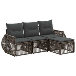vidaXL Tuinbankenset 4 pcs Grijs en Donkergrijs poly rattan