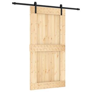 vidaXL Schuifdeur Naturel en Zwart 100 x 210 cm Massief Grenenhout