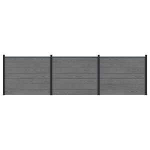 vidaXL Hekpaneel 3 pcs WPC en Aluminium Grijs