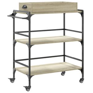 vidaXL Keukentrolley 81,5x41x92,5 cm bewerkt hout sonoma eikenkleurig