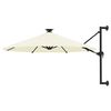 vidaXL Wandparasol met LED's 300 cm zandkleurig