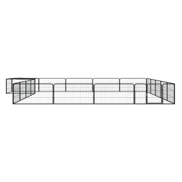 vidaXL Hondenkennel 20 panelen 100x50 cm gepoedercoat staal zwart