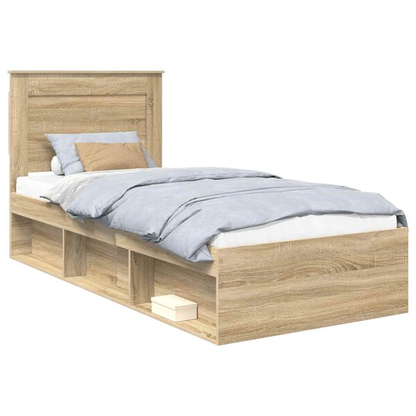 vidaXL Bedframe met lade Sonoma Eiken 75 x 190 cm Massief grenenhout