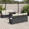vidaXL Tuin Sofa Set met kussen met opslag 7 pcs Zwart Poly riet