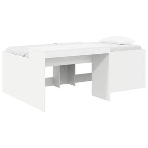 vidaXL Hoge Bed Frame met Bureau voor Kinderen Wit 80 x 200 cm