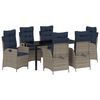 vidaXL Tuin eettafelset 7 st Grijs en zwart Rattan