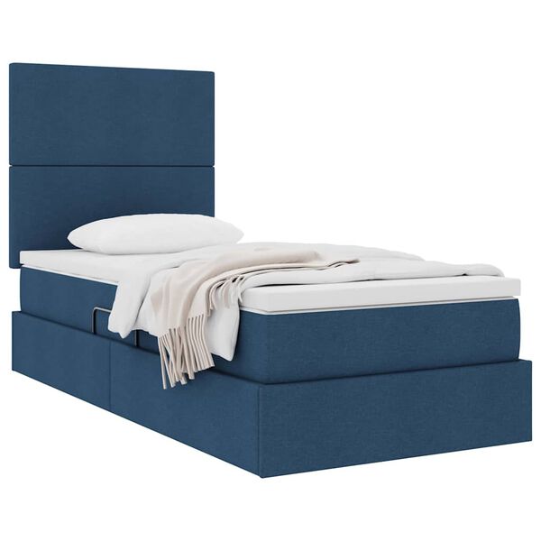 vidaXL Opslag bed met matras met matras Blauw 90 x 190 cm Polyester