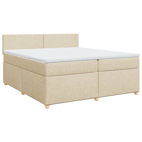 vidaXL Boxspring met matras stof cr&egrave;mekleurig 200x200 cm