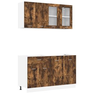 vidaXL Keuken Eenheid Lyon 4 pcs Gerookt eiken Bewerkt hout