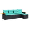 vidaXL 5-delige Loungeset met kussens poly rattan zwart