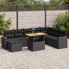vidaXL 9-delige Loungeset met kussens poly rattan zwart
