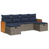 vidaXL 6-delige Loungeset met kussens poly rattan grijs