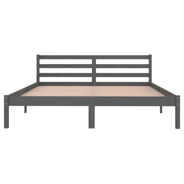 vidaXL Bedframe massief grenenhout grijs 160x200 cm