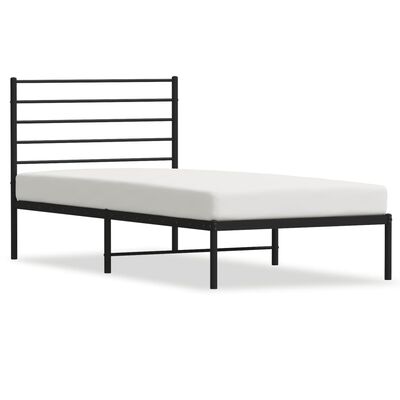 vidaXL Bedframe met hoofdbord metaal zwart 107x203 cm