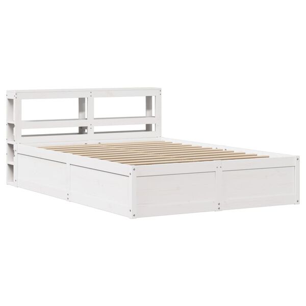 vidaXL Bedframe met hoofdbord massief grenenhout wit 150x200 cm