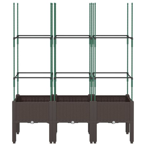 vidaXL Plantenbak met latwerk 120x40x142,5 cm polypropeen bruin