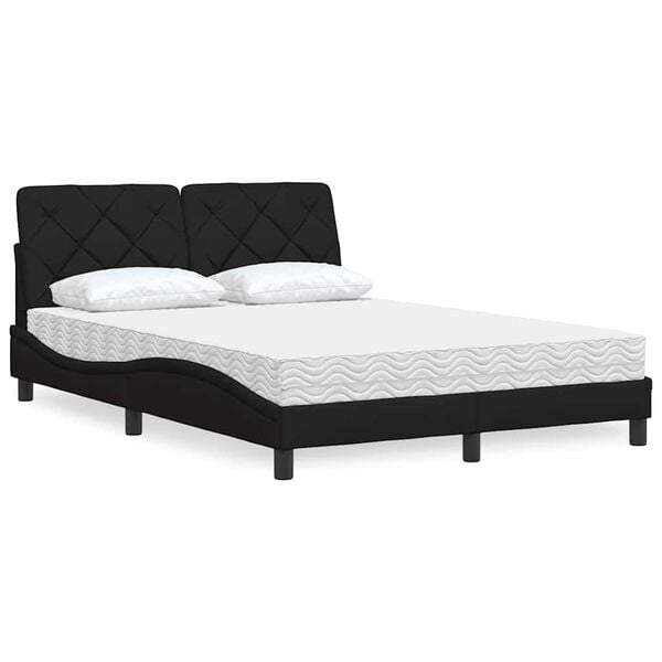 vidaXL Bed met matras stof zwart 140x190 cm