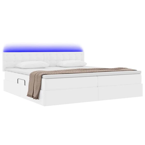 vidaXL Opbergbed met LED met matras Lichtgrijs 200 x 200 cm Nep Leer