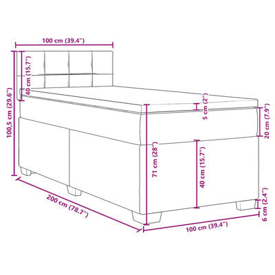 vidaXL Boxspring met matras fluweel donkergroen 100x200 cm