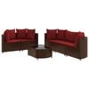 vidaXL 6-delige Loungeset met kussens poly rattan bruin