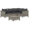 vidaXL 5-delige Loungeset met kussens poly rattan grijs