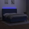 vidaXL Boxspring met matras en LED stof blauw 160x200 cm