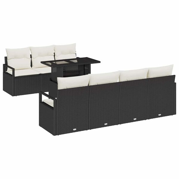 vidaXL Tuin Sofa Set met opslag 8 pcs Zwart en Cr&egrave;me poly rattan