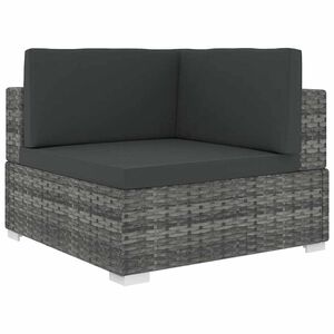vidaXL Tuinstoel met kussens hoeksectie poly rattan grijs