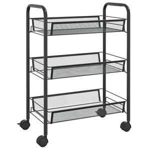 vidaXL Keukentrolley 3-laags 46x26x64 cm ijzer zwart