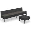 vidaXL 5-delige Loungeset met kussens poly rattan zwart
