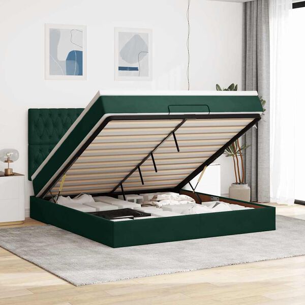 vidaXL Ottoman bed met matrassen en LED's 200x200cm fluweel