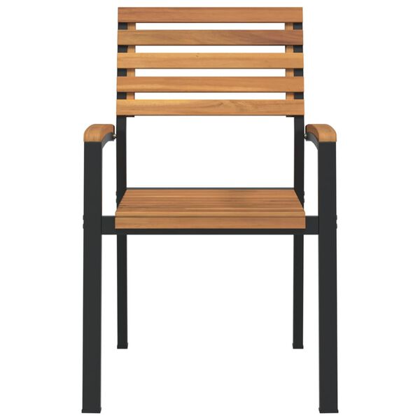 vidaXL Tuinstoelen 4 st stapelbaar massief acaciahout en metaal