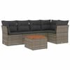 vidaXL 6-delige Loungeset met kussens poly rattan grijs