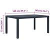 vidaXL Tuintafel 150x90x72 cm rattan-look kunststof antraciet
