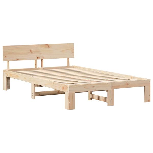 vidaXL Bedframe met hoofdeinde Naturel 140 x 190 cm Massief grenenhout