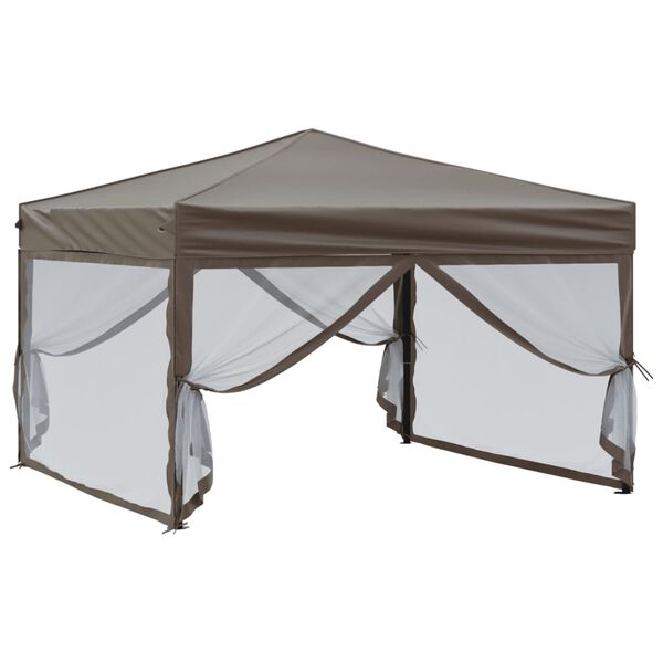 vidaXL Partytent inklapbaar met zijwanden 3x3 m taupe