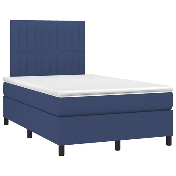 vidaXL Boxspring met matras en LED stof blauw 120x200 cm