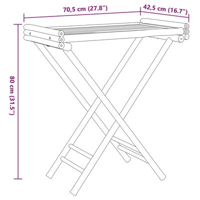 vidaXL Dienbladtafel inklapbaar 70,5x42,5x80 cm bamboe