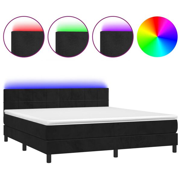 vidaXL Boxspring met matras en LED fluweel zwart 160x200 cm