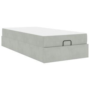 vidaXL Bedframe met matras 2 pcs Lichtgrijs Fluweel