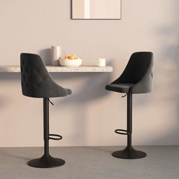 vidaXL Barkrukken 2 st fluweel donkergrijs