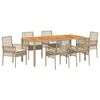 vidaXL Tuin eettafelset 7 pcs Beige poly rattan