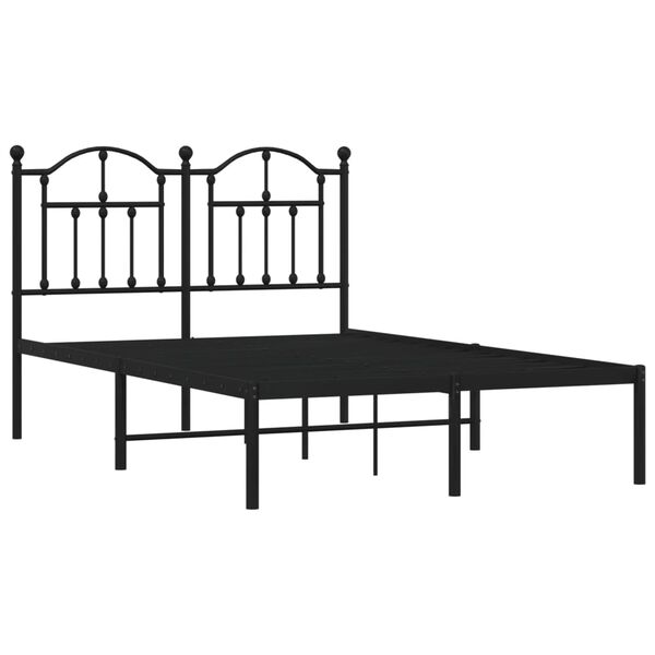 vidaXL Bedframe met hoofdbord metaal zwart 120x200 cm