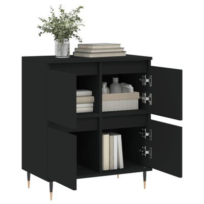 vidaXL - Dressoir met 2 deuren 2 lades - Zwart - Hout en ijzer -101.5x35x70 cm | Leen Bakker