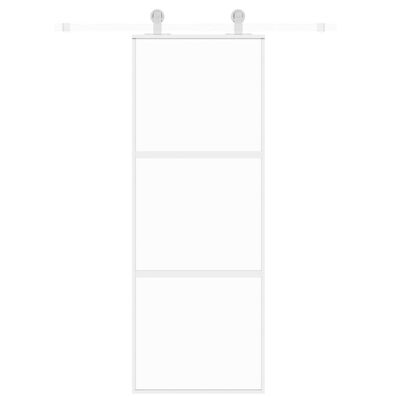 vidaXL Schuifdeur 76x205 cm gehard glas en aluminium wit