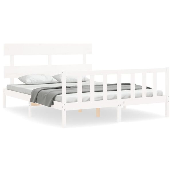 vidaXL Bedframe zonder matras massief grenenhout wit 160x200 cm