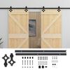 vidaXL Schuifdeur 2 st 90 x 210 cm Massief grenenhout Naturel en Zwart