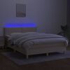 vidaXL Boxspring met matras en LED stof cr&egrave;mekleurig 140x190 cm
