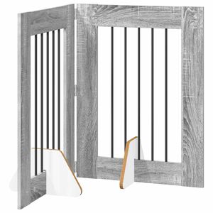 vidaXL Opvouwbaar hondenhek met standaards 2 st Grijs Sonoma 120,5 cm