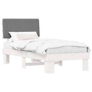 vidaXL Bedframe met Gevoerd Hoofdgedeelte Lichtgrijs 90 x 200 cm